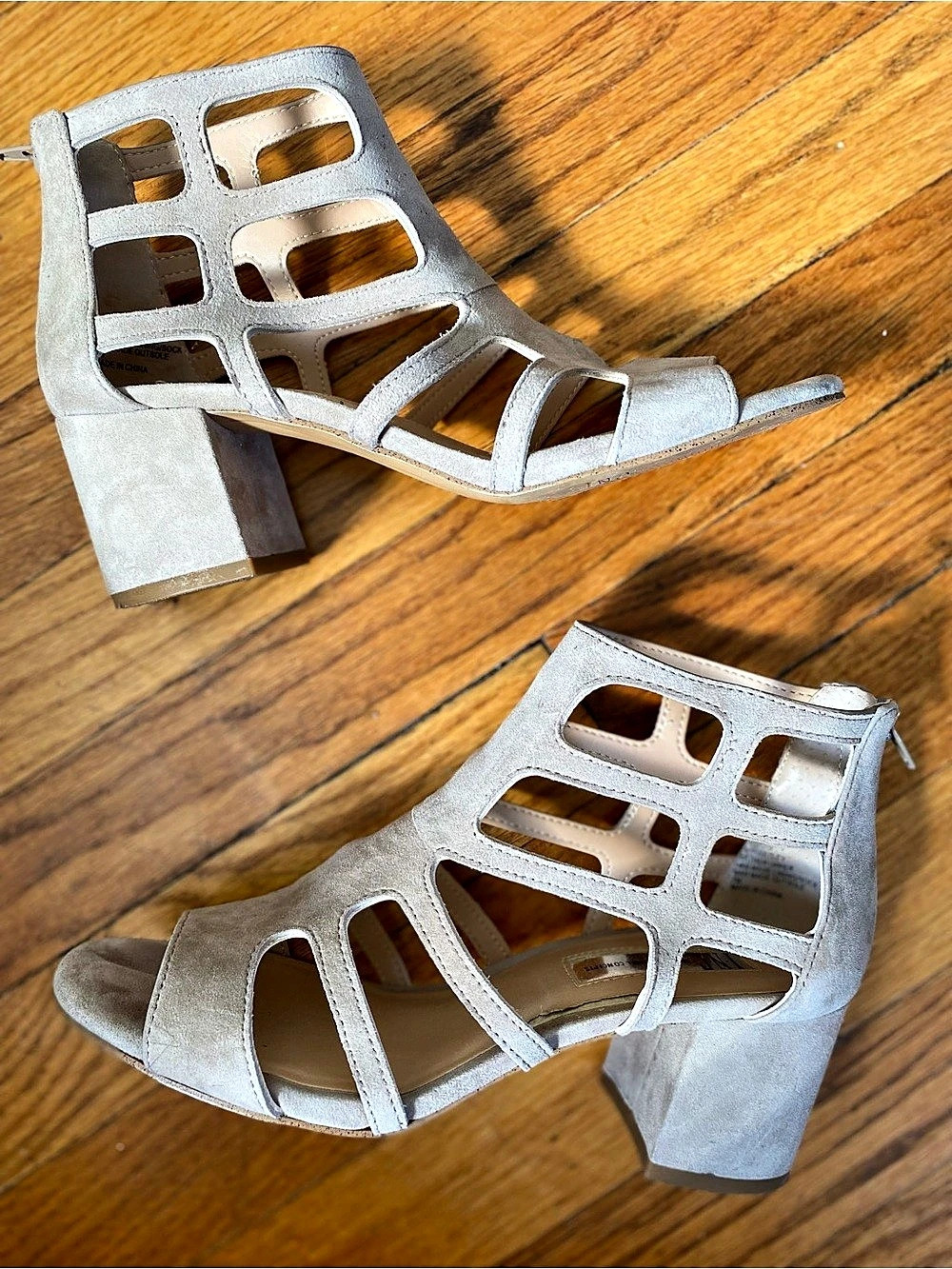 INC International Concepts Tan Cutout Block Heel Sandals Size 7